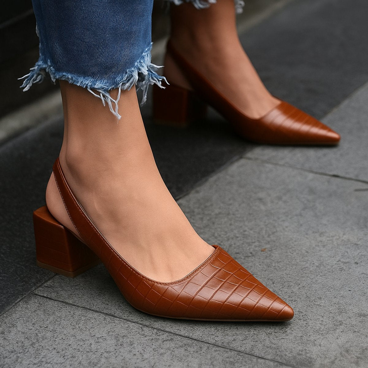 Women's Pointed Toe Slingback Flats - Brown