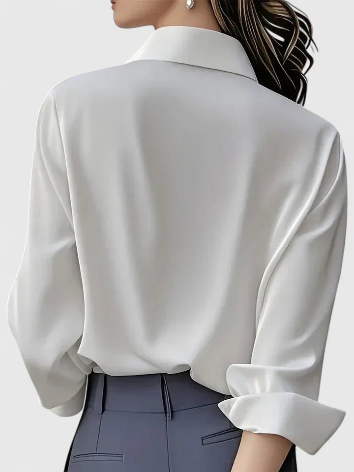 Women's Professional Satin Button-Down Shirt Concealed Placket