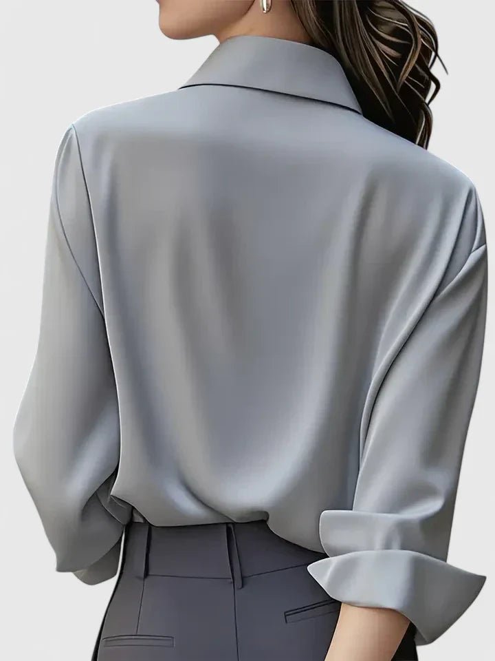 Women's Professional Satin Button-Down Shirt Concealed Placket