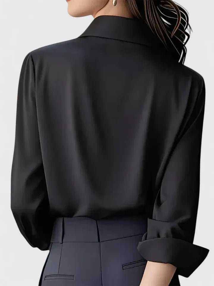 Women's Professional Satin Button-Down Shirt Concealed Placket