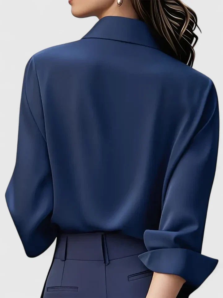 Women's Professional Satin Button-Down Shirt Concealed Placket
