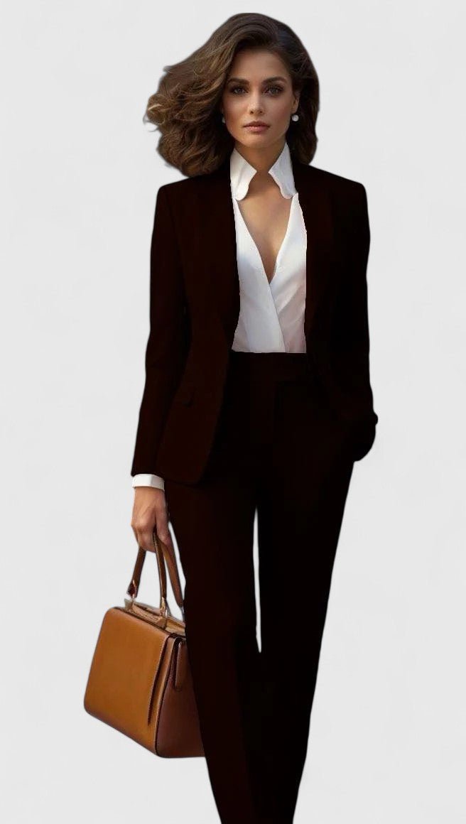 Women's Professional Tailored Blazer Pants Suit Set - Black
