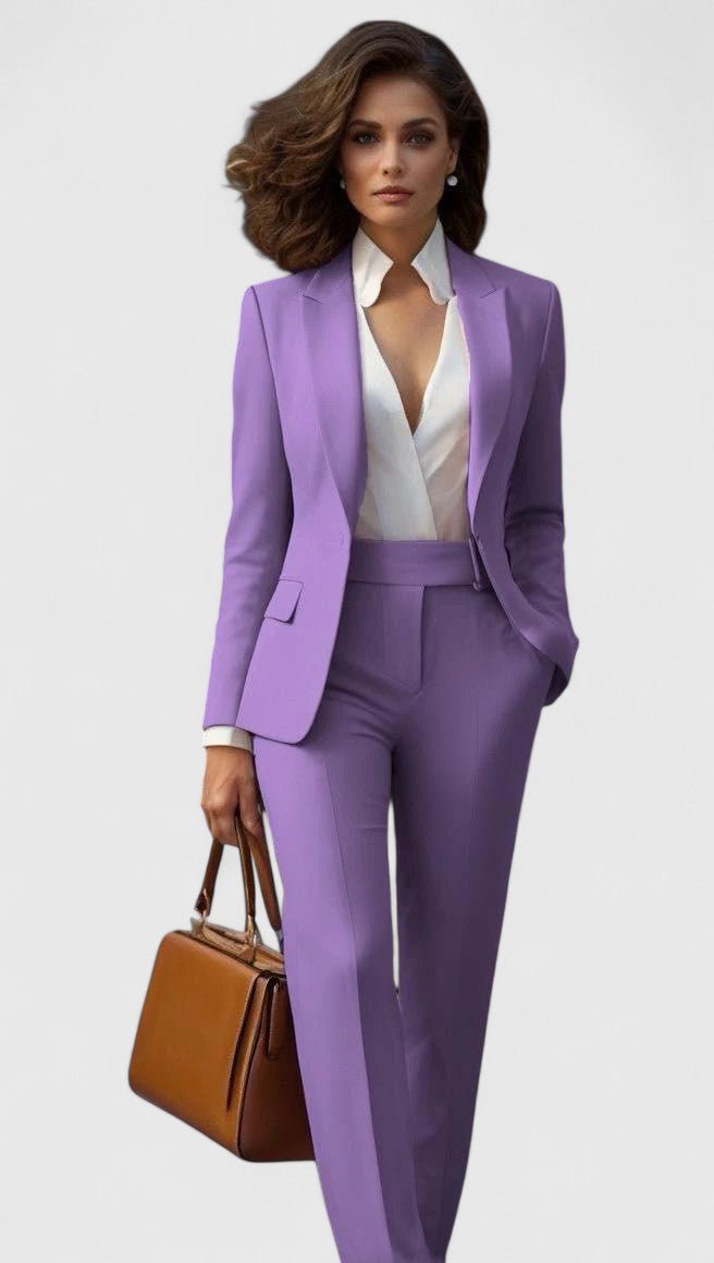 Women's Professional Tailored Blazer Pants Suit Set - Lilac