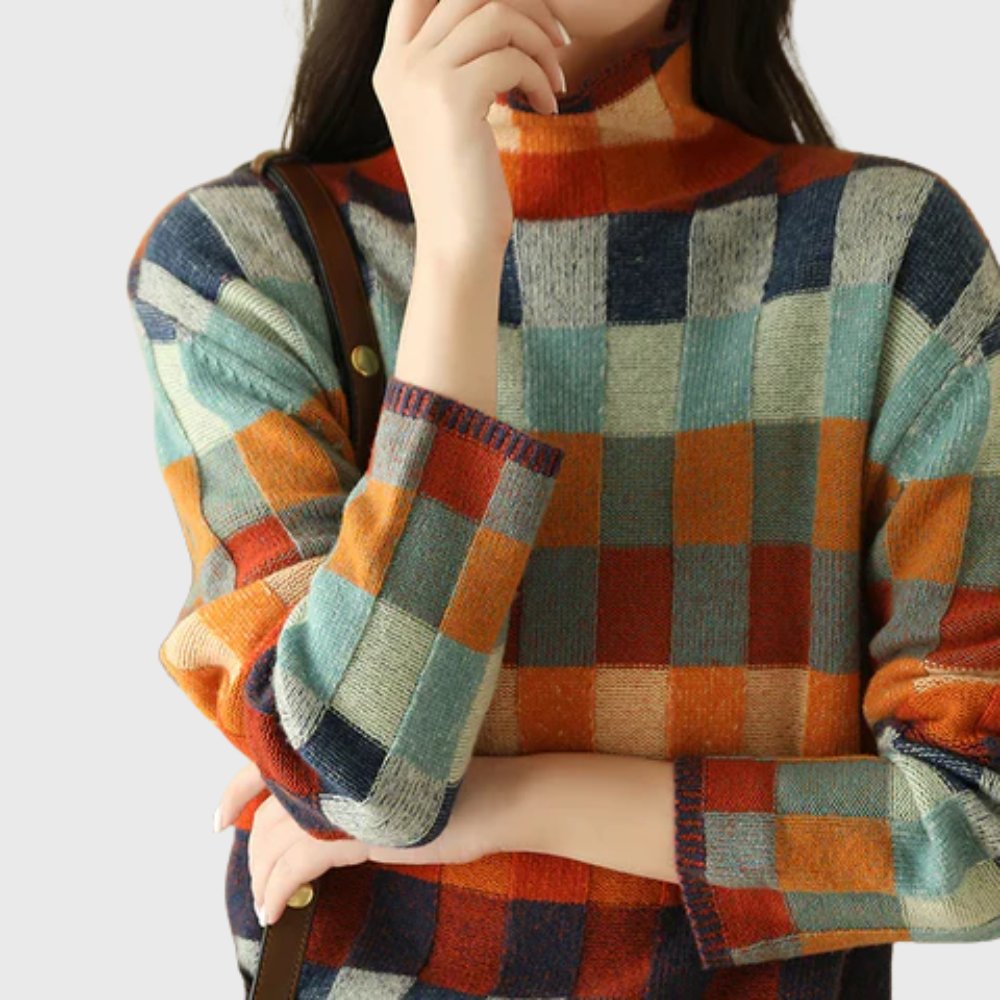 Women's Relaxed-Fit Cashmere Colorblock Mock-Neck Pullover Sweater