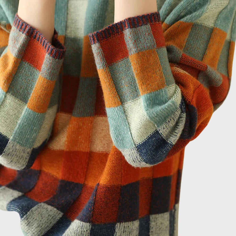 Women's Relaxed-Fit Cashmere Colorblock Mock-Neck Pullover Sweater