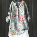 Women's Relaxed-Fit Floral Long-Sleeve Tunic Blouse - Light Blue