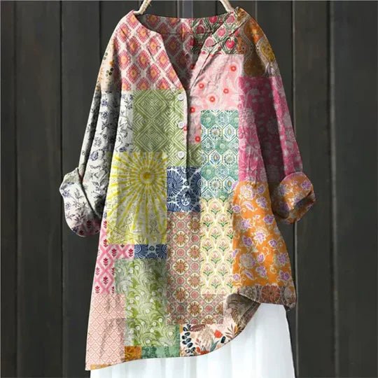 Women's Relaxed-Fit Floral Long-Sleeve Tunic Blouse - Multicolor