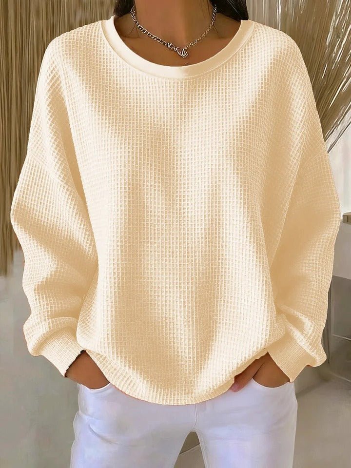 Women's Relaxed-Fit Textured Knit Sweater - Apricot