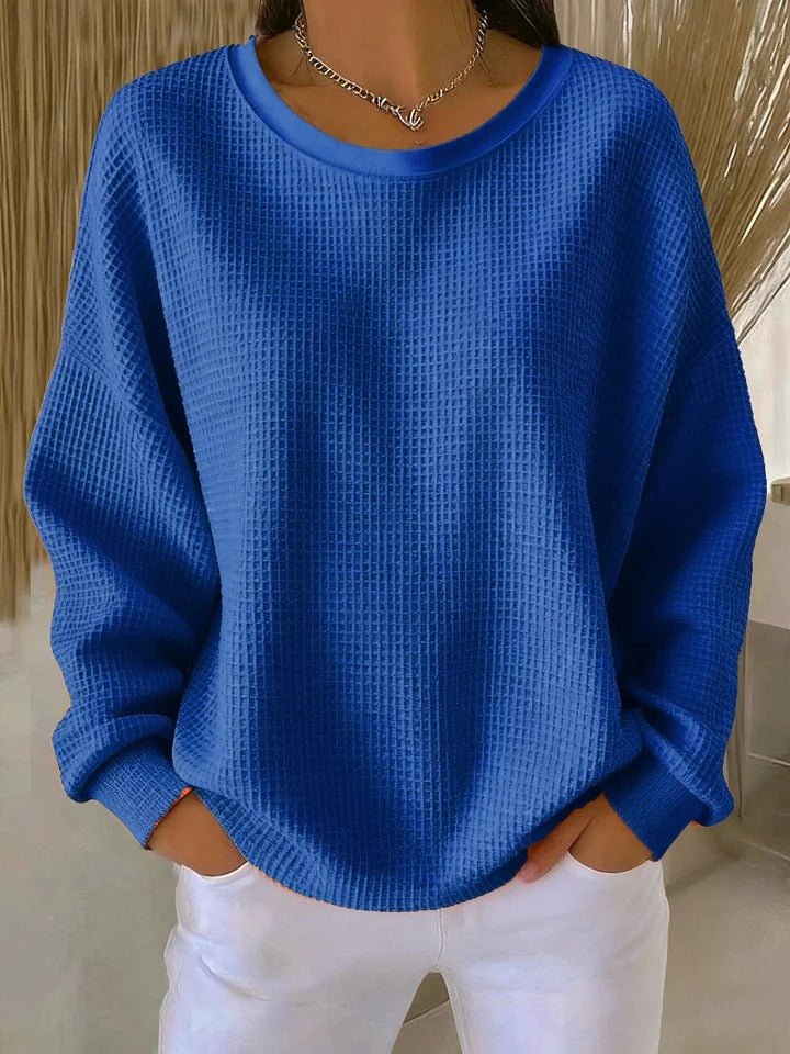 Women's Relaxed-Fit Textured Knit Sweater - Blue