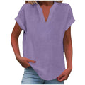 Women's Relaxed-Fit V-Neck Short-Sleeve Blouse - Light Purple