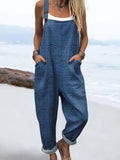 Women's Relaxed-Fit Wide-Leg Pattern Jumpsuit - Blue