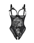 Women's Sheer Mesh Open-Back Cutout Bodysuit - Black