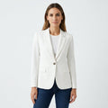 Women's Single-Button Tailored Blazer Classic Lapel - Blanco