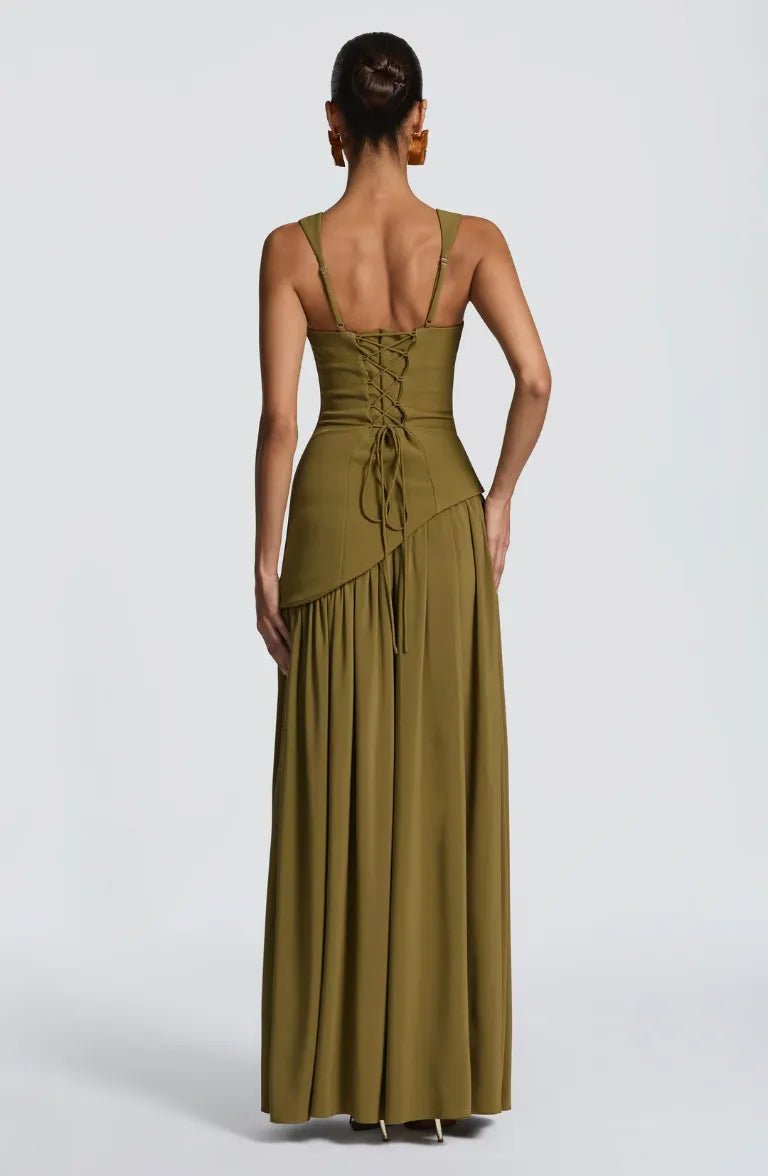 Women's Sleeveless A-Line Fitted-Waist Maxi Dress