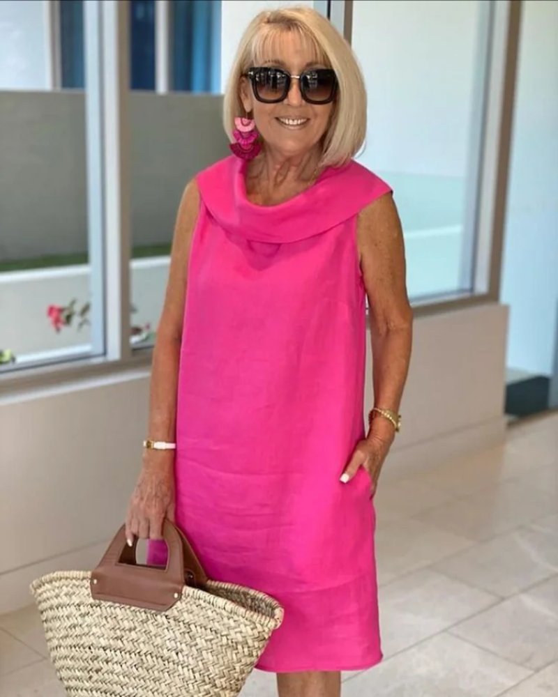 Women's Sleeveless Lightweight Summer Shift Dress - Pink