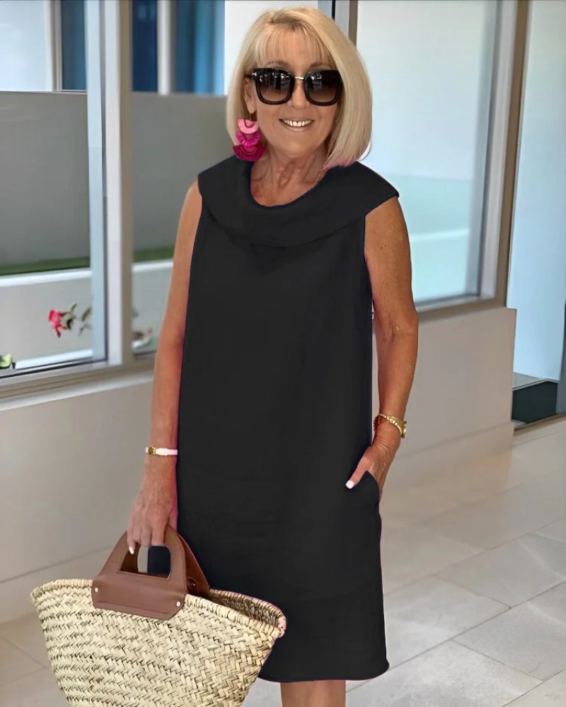 Women's Sleeveless Lightweight Summer Shift Dress - Black