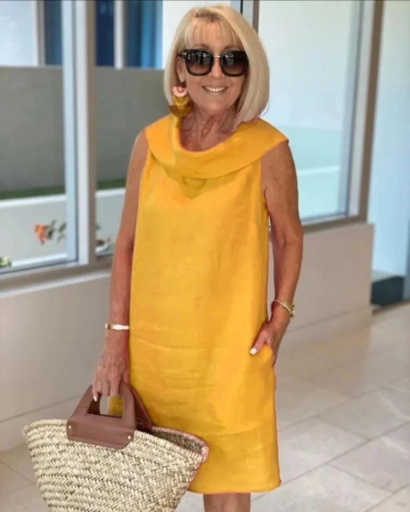 Women's Sleeveless Lightweight Summer Shift Dress - Yellow