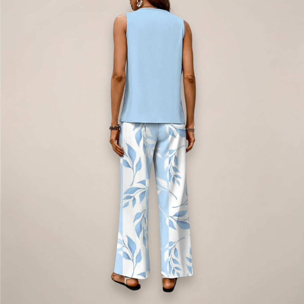 Women's Sleeveless Square-Neck Two-Piece Set Wide-Leg