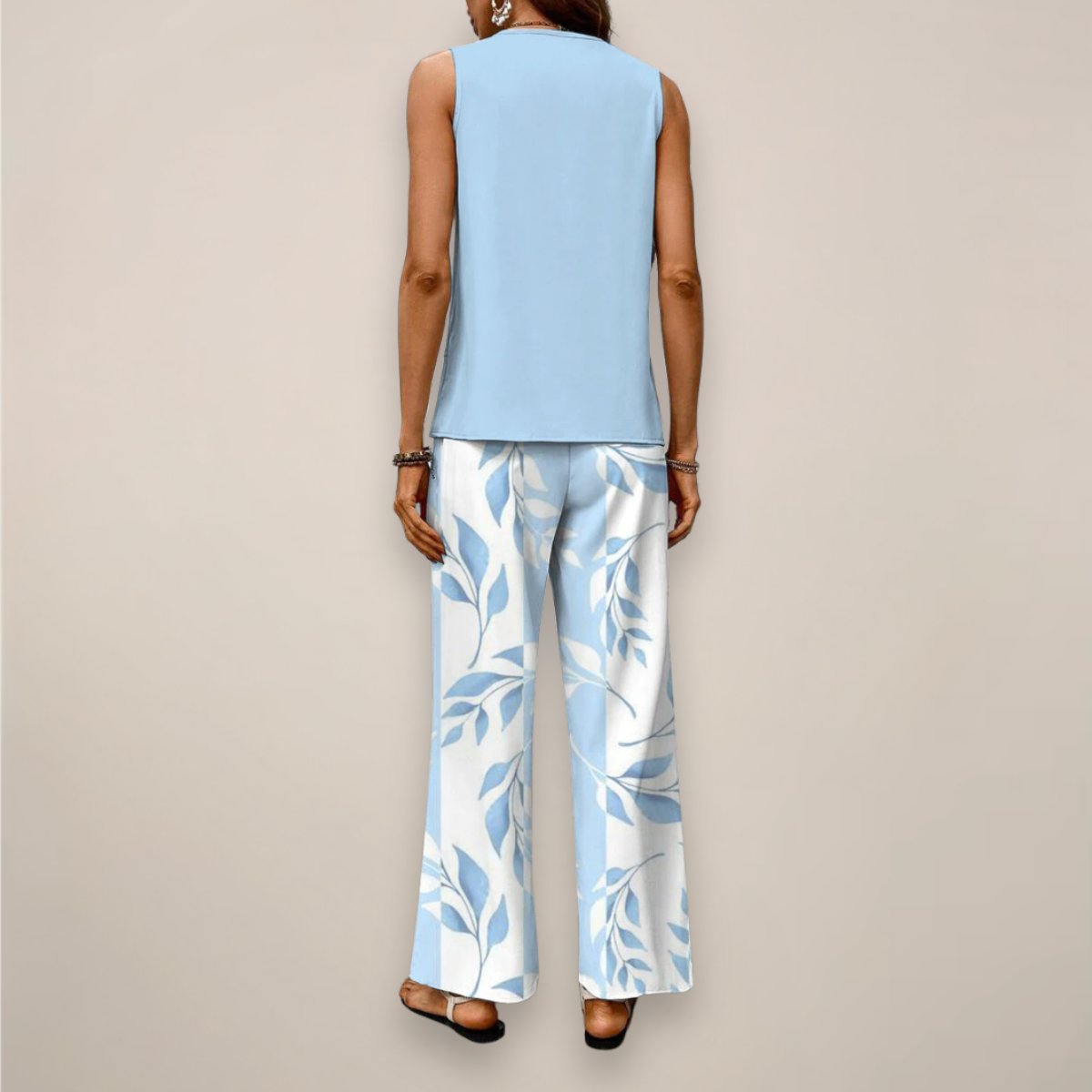 Women's Sleeveless Square-Neck Two-Piece Set Wide-Leg
