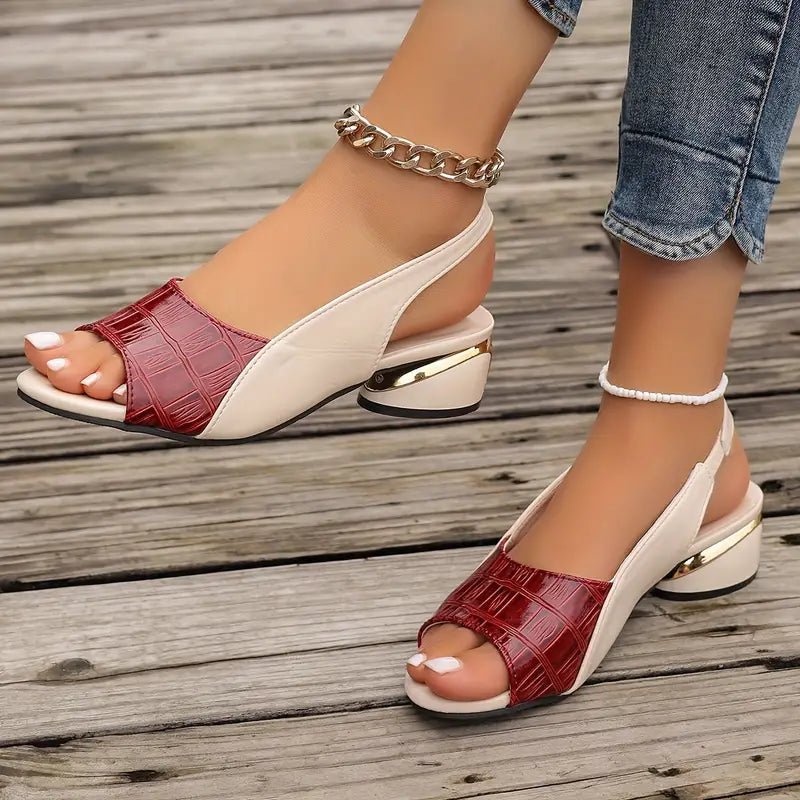 Women's Slingback Block Heel Sandals Croc Print
