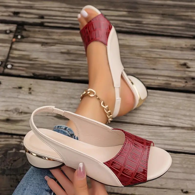 Women's Slingback Block Heel Sandals Croc Print