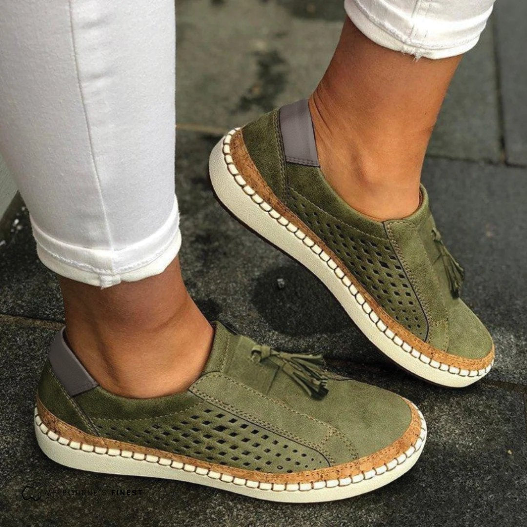 Women's Slip-On Sneakers Perforated Breathable Comfort - Green