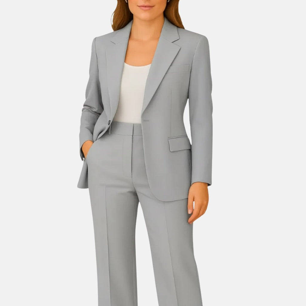 Women's Tailored Two-Piece Blazer Suit Set - Grey