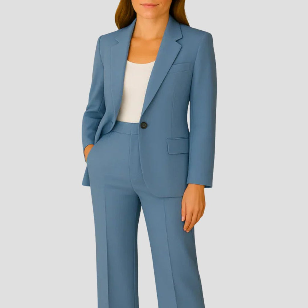 Women's Tailored Two-Piece Blazer Suit Set - Blue