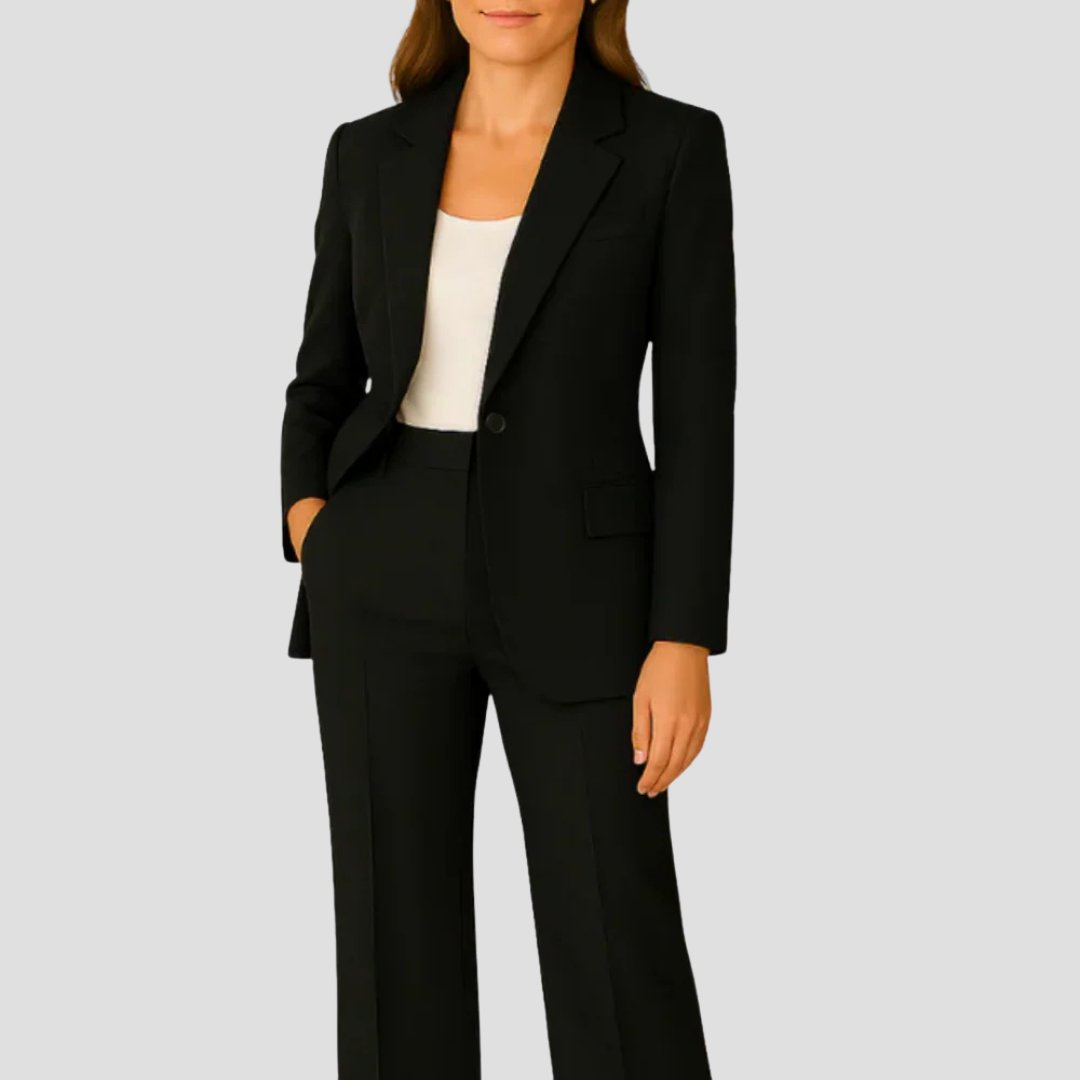 Women's Tailored Two-Piece Blazer Suit Set - Black