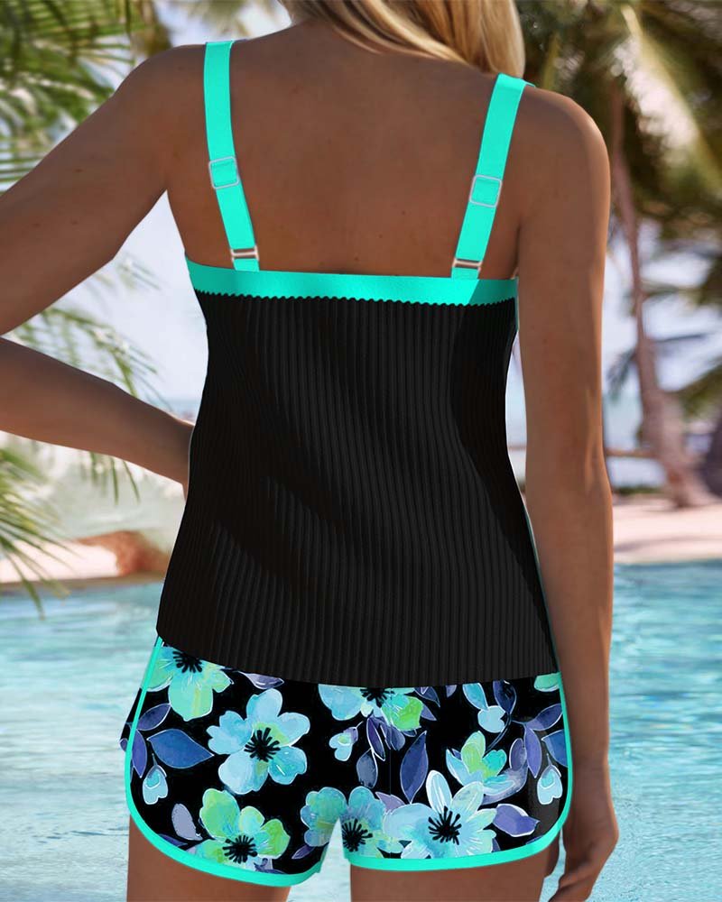 Women's Tummy Control Flattering Two-Piece Tankini Set