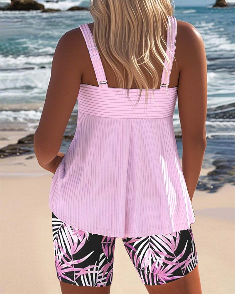 Women's Tummy Control Printed Tankini Set