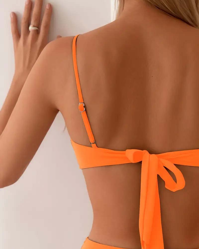 Women's Two-Piece Bandeau Bikini Set with Gold Hardware
