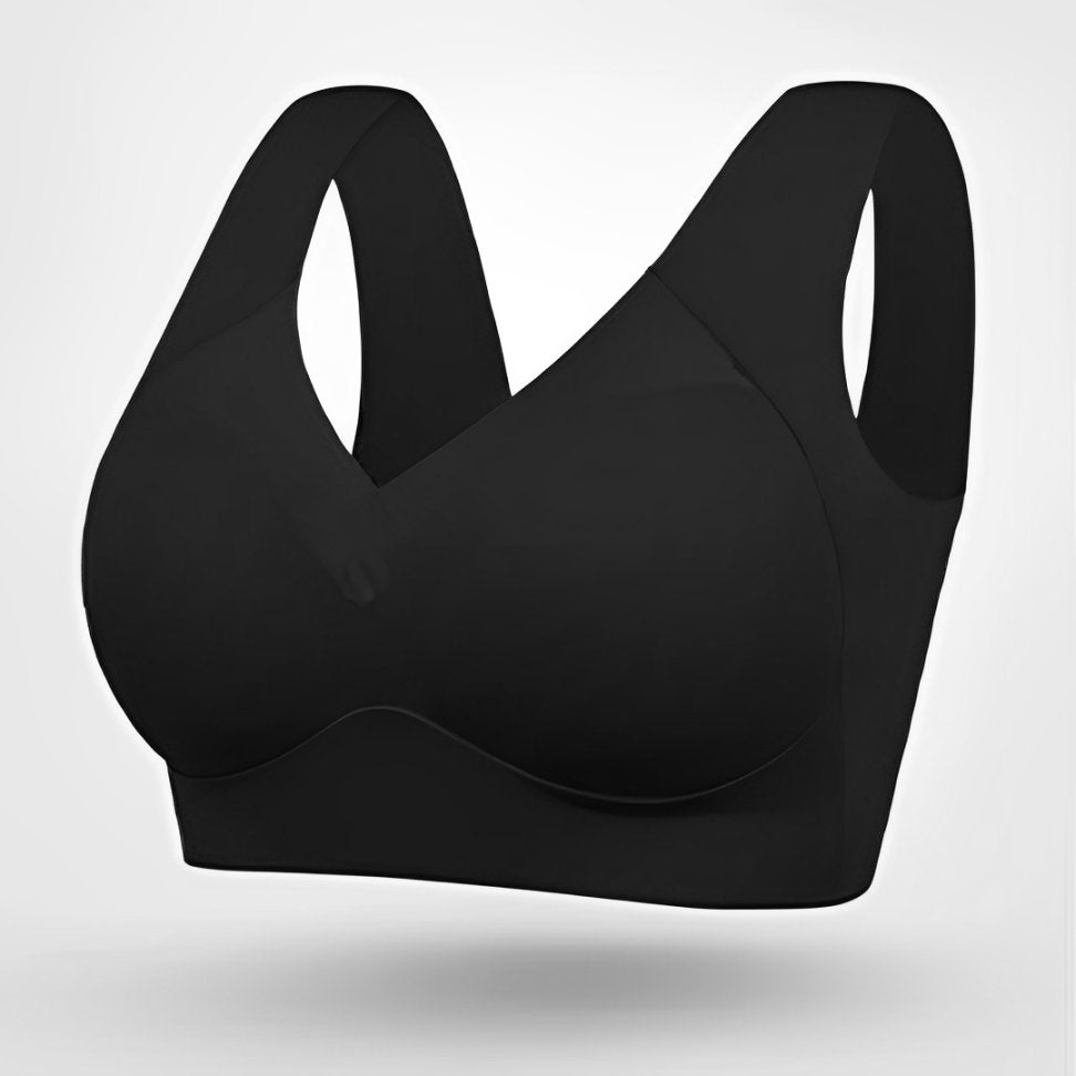 Women's Wireless Sports Bra V-Neck Molded Cup - Black
