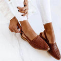 Women's Woven Mule Loafers Slip-On Pointed Toe Slingback - Dark Brown