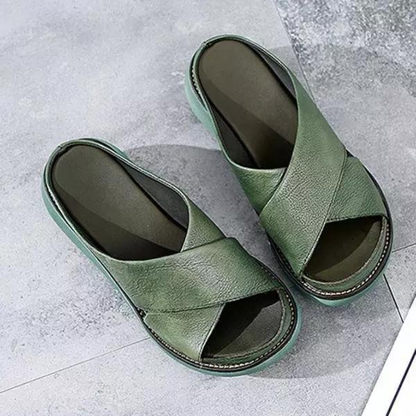 Women's X-Strap Cushioned Flat Sandals - Green